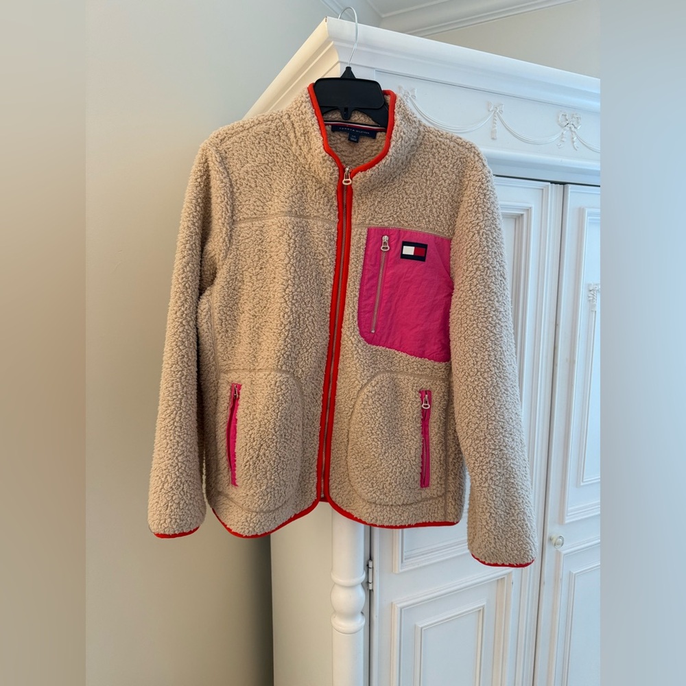Tommy Hilfiger Sherpa Jacket - Cream, Pink, & Orange